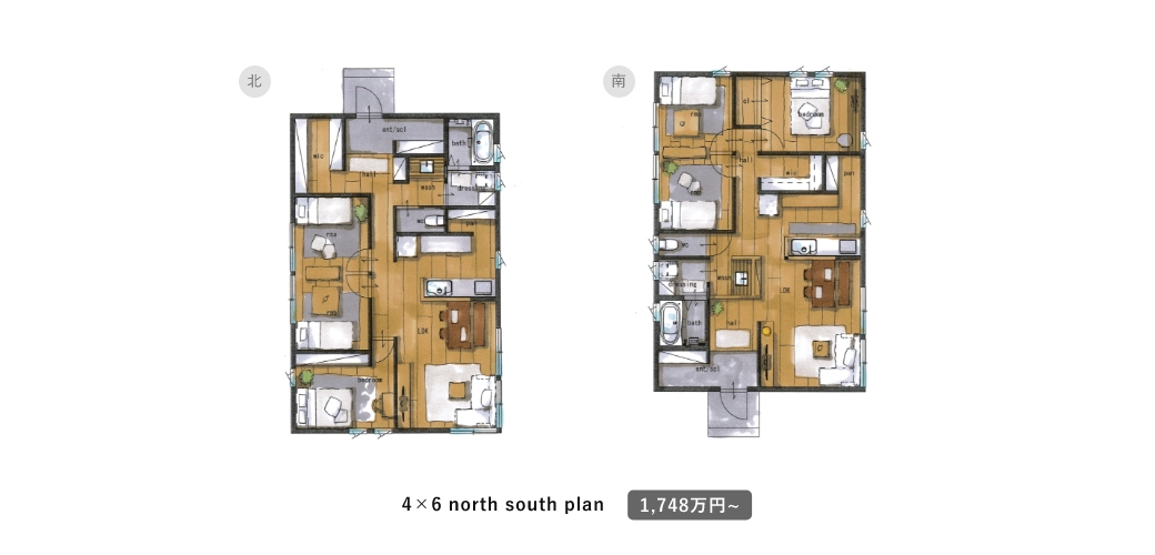 3×5 south east west plan 1,748万円~