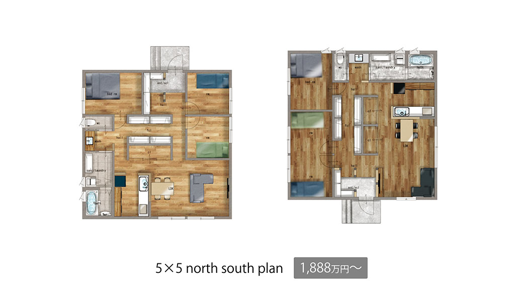 5×5 north south